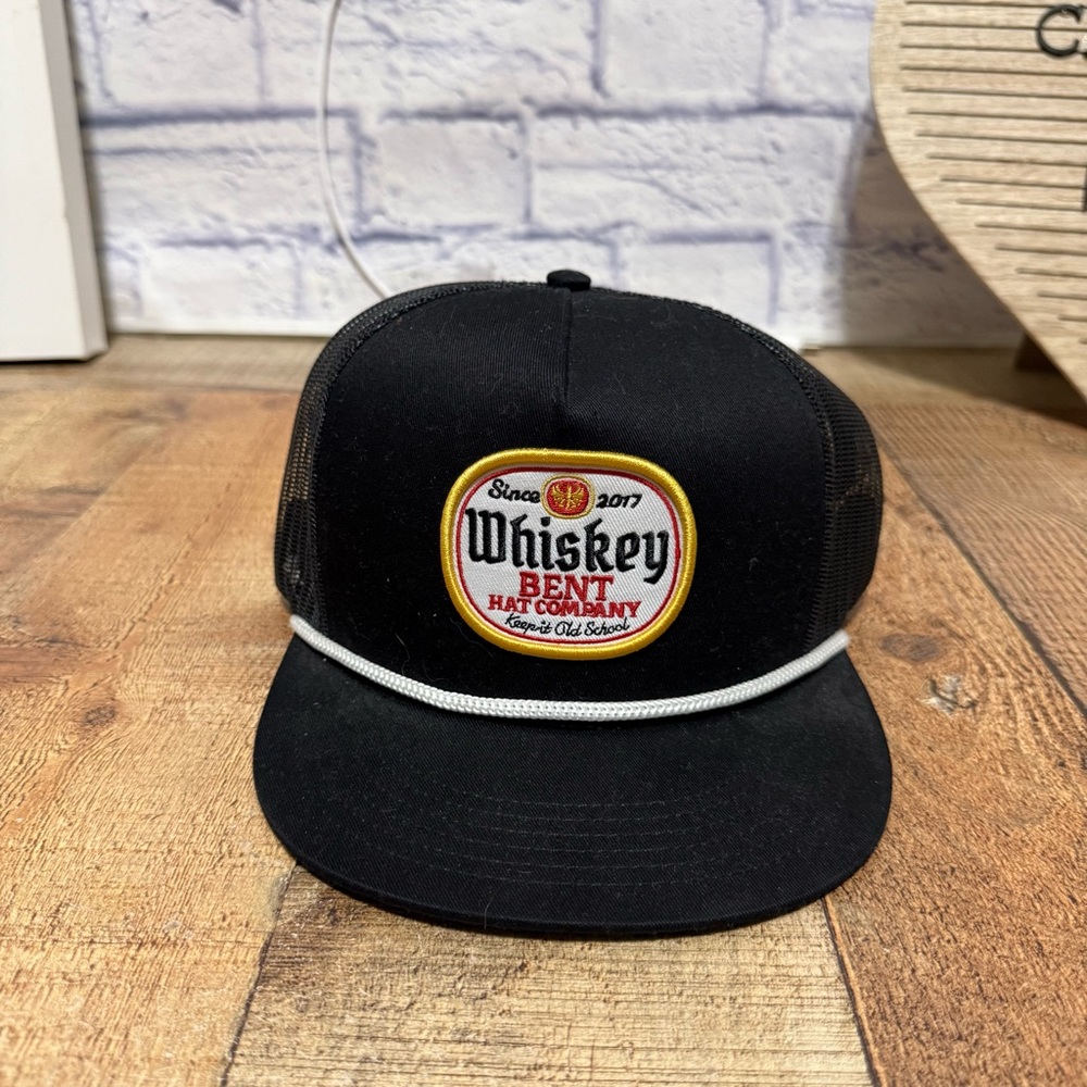 WHISKEY BENT HAT CO. Black Label Adjustable One Size, Mesh W/ Rope nwt buckle